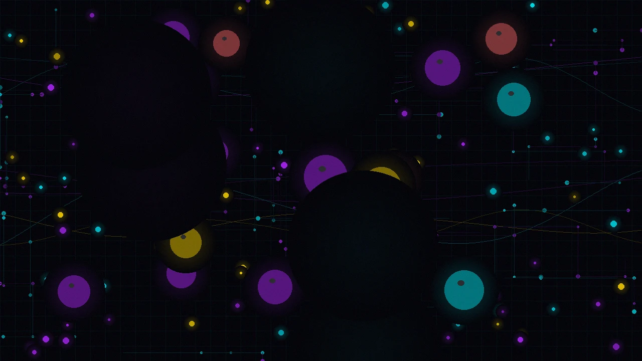 天空彩票量子彩境数据演算平台首屏背景——量子计算机内部数据流穿梭节点网络